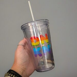 New DUNKIN Pride - 16 oz ACRYLIC Sipper TUMBLER•Rainbow Flag